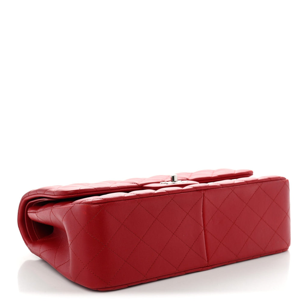Lambskin Quilted Jumbo Double Flap Red wholesalehk.shop