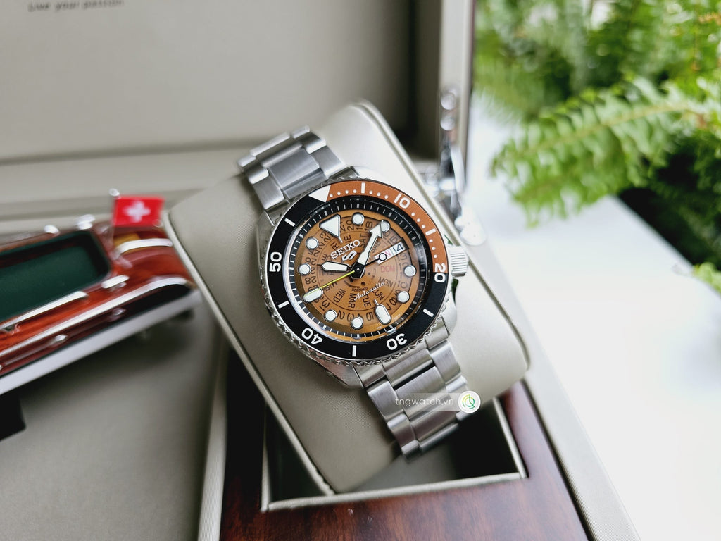Seiko 5 Sports Sonar Special Edition Brown Dial Silver Steel Strap Watch For Men - SRPJ47K1 wholesalehk.shop