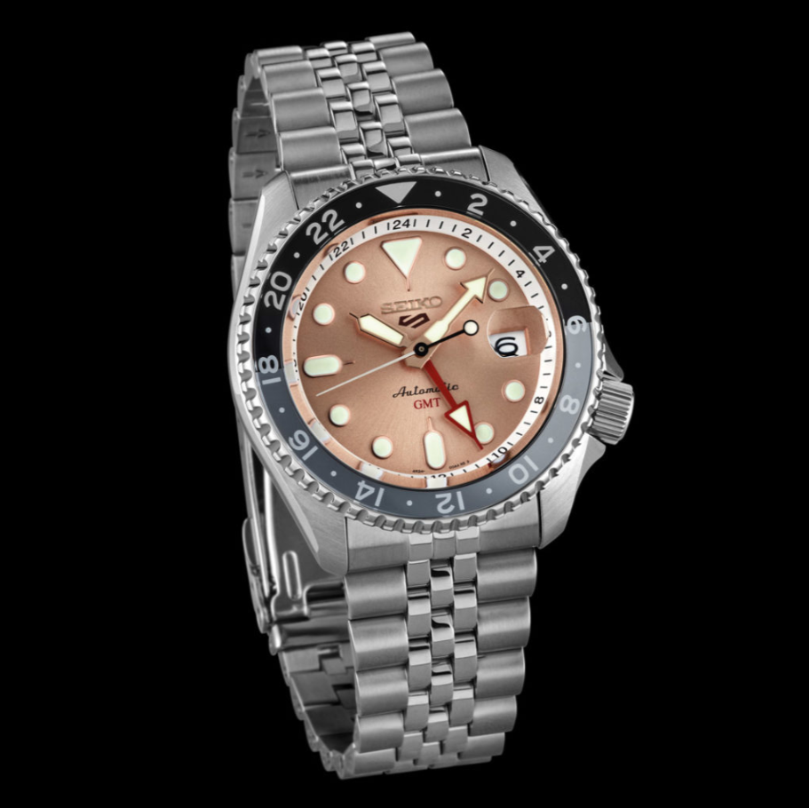 Seiko 5 Sports GMT Thong Sia Limited Edition Brown Dial Silver Steel Strap Watch for Men - SSK043K1 wholesalehk.shop