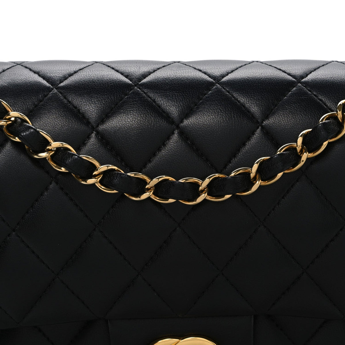 Lambskin Quilted Medium Double Flap Black wholesalehk.shop