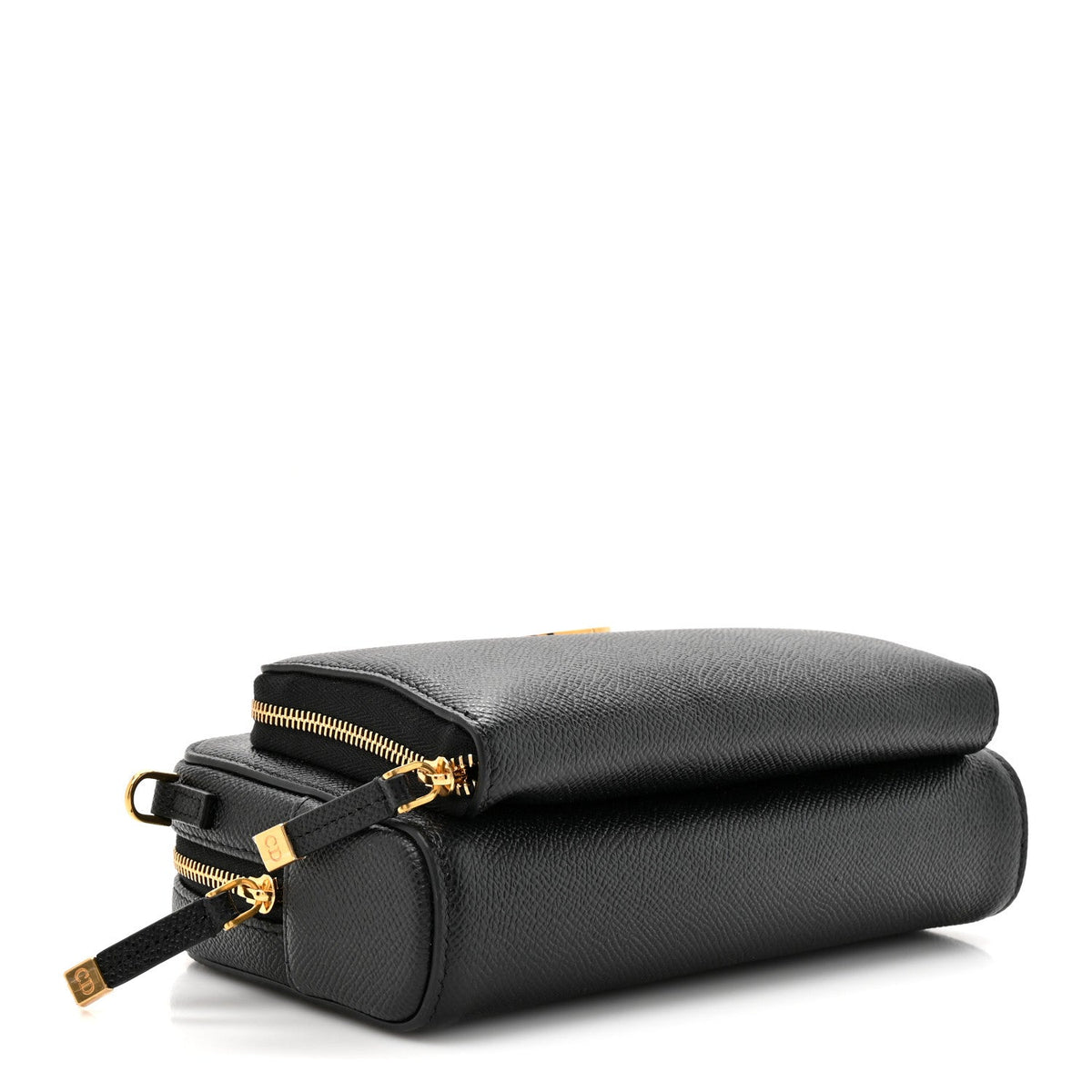 Grained Calfskin Caro Double Pouch Black wholesalehk.shop