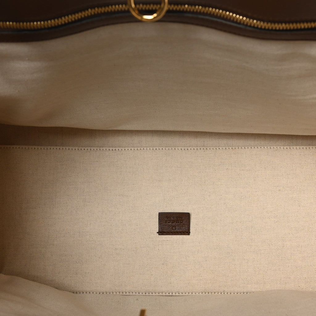 GG Supreme Monogram Fake/Not Large Retro Interlocking G Tote Bag Beige Brown Sugar wholesalehk.shop