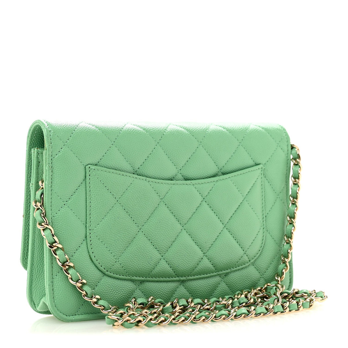 Caviar Quilted Wallet On Chain WOC Green wholesalehk.shop
