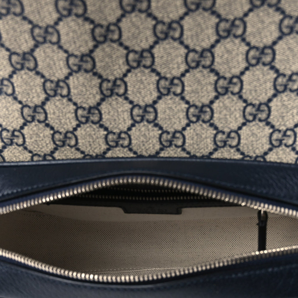GG Supreme Monogram Textured Dollar Calfskin Web Studded Mini Ophidia Flap Shoulder Bag Beige Blue wholesalehk.shop