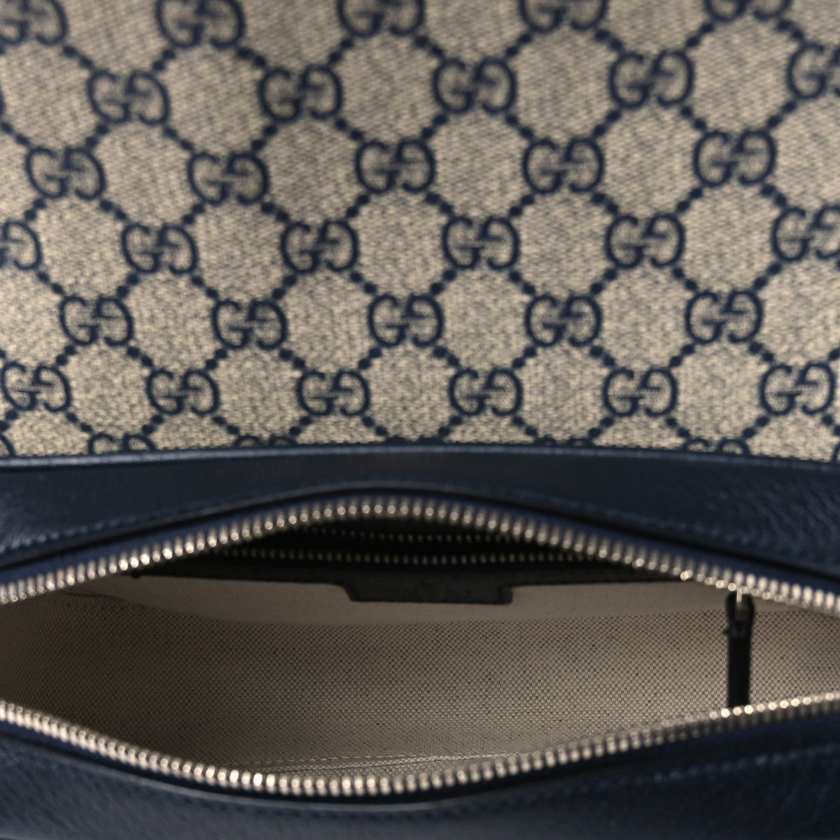 GG Supreme Monogram Textured Dollar Calfskin Web Studded Mini Ophidia Flap Shoulder Bag Beige Blue wholesalehk.shop