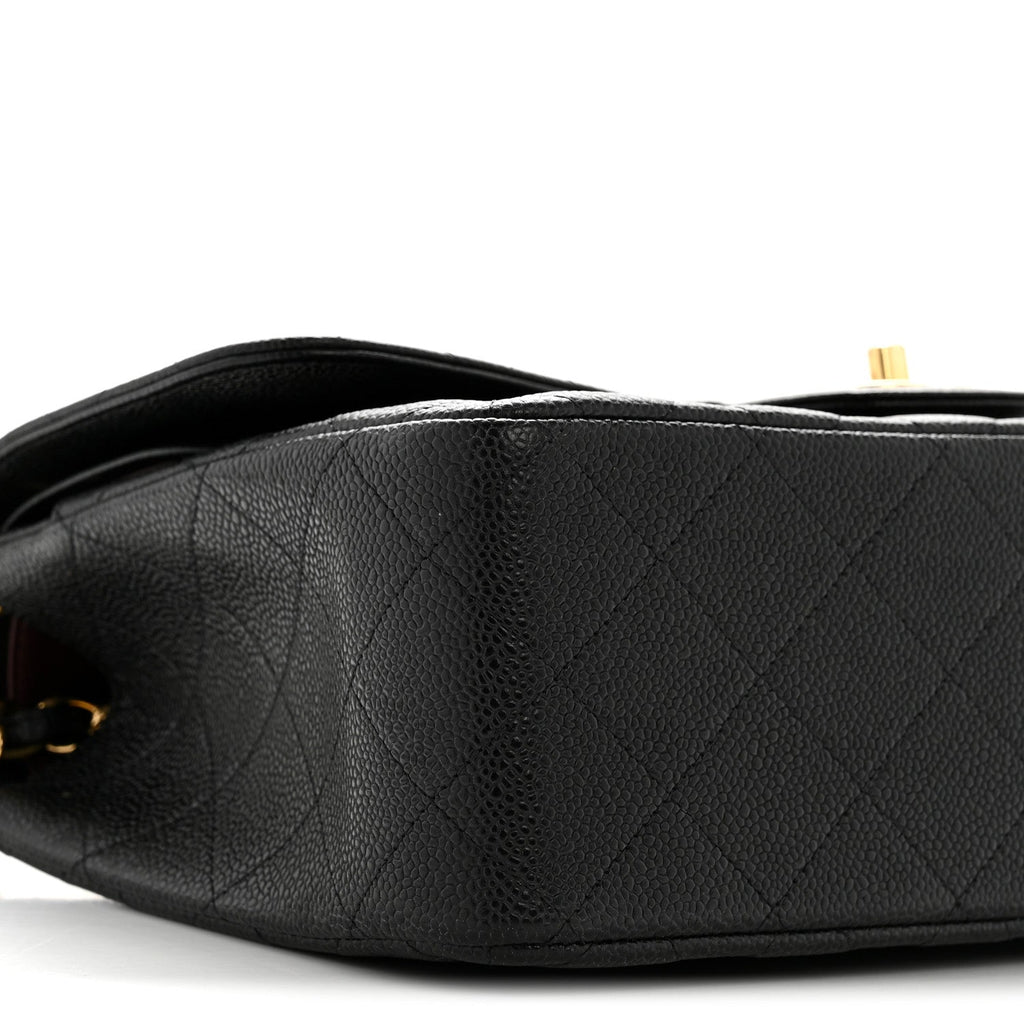 Caviar Quilted Jumbo Double Flap Black wholesalehk.shop