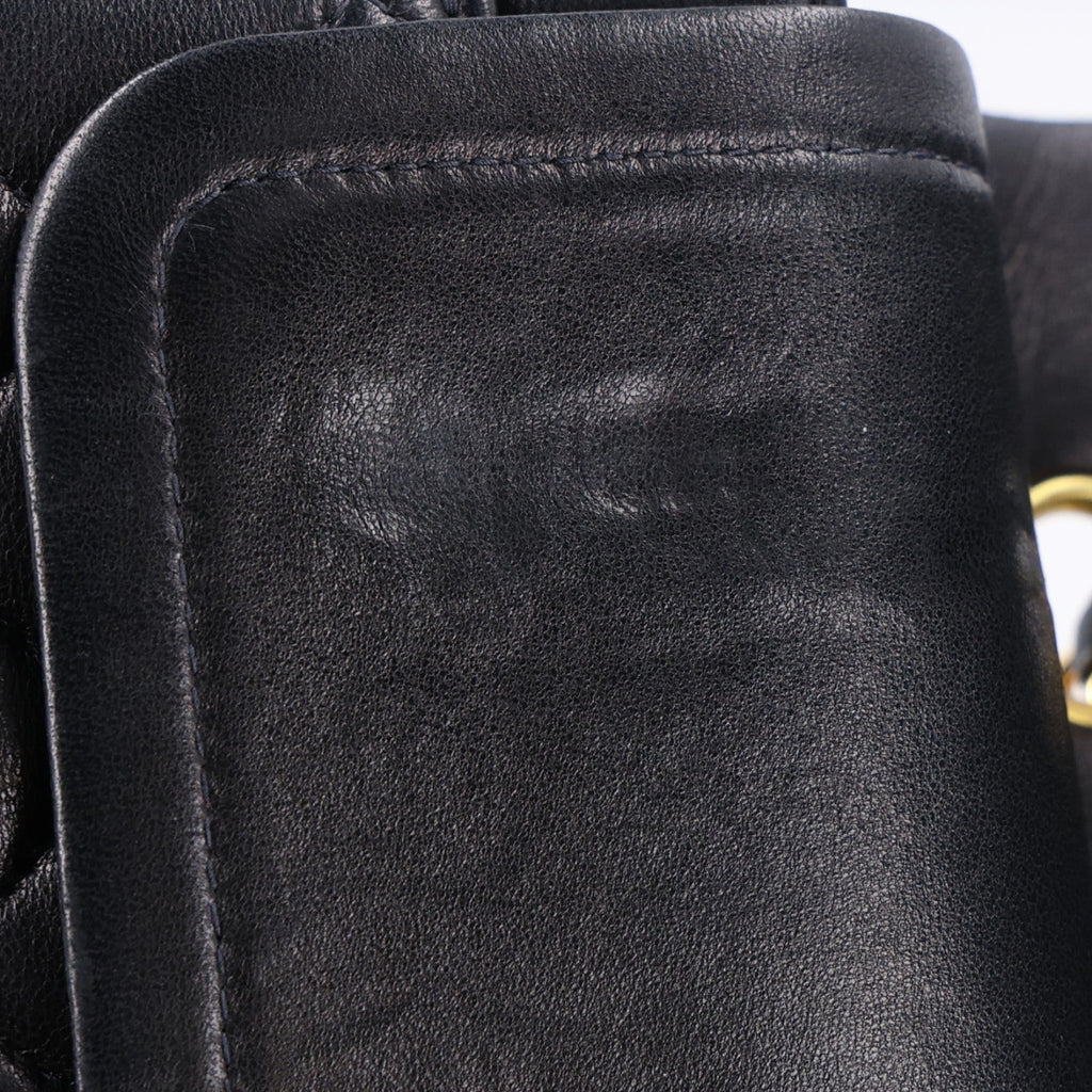 Lambskin Quilted Medium Double Flap Black wholesalehk.shop