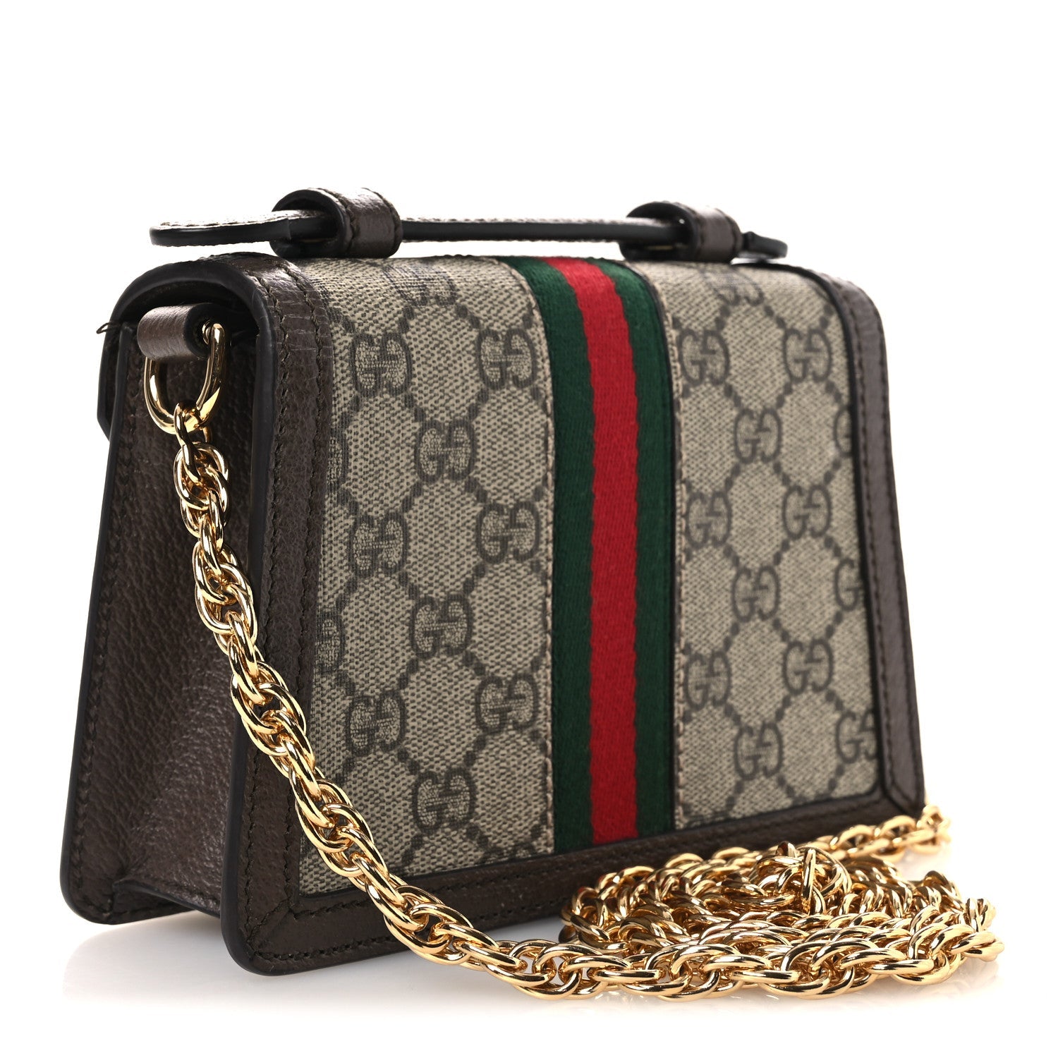 GG Supreme Monogram Textured Dollar Calfskin Web Mini Ophidia Padlock Top Handle Chain Shoulder Bag Beige Ebony New Acero £¨ Direct shipment via from wholesalehk.shop