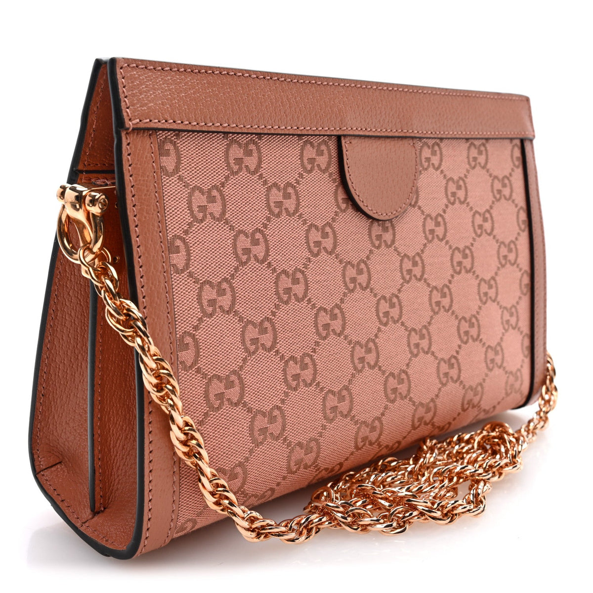 Monogram Textured Dollar Calfskin Small Ophidia Chain Shoulder Bag Cloche Rose Pink wholesalehk.shop