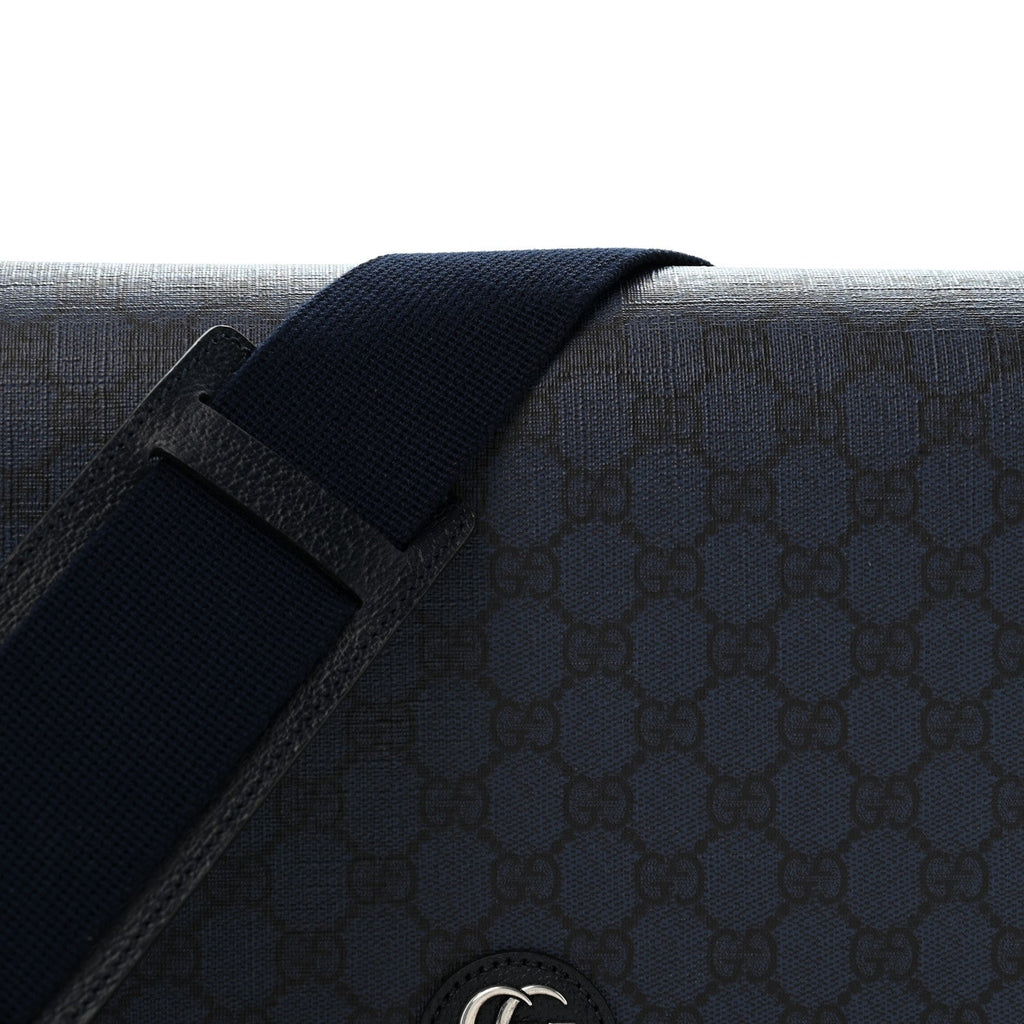 Tender GG Supreme Monogram Textured Dollar Calfskin Ophidia Messenger Bag Dark Blue wholesalehk.shop