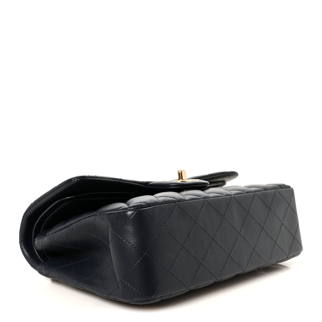 Lambskin Quilted Small Double Flap Navy wholesalehk.shop