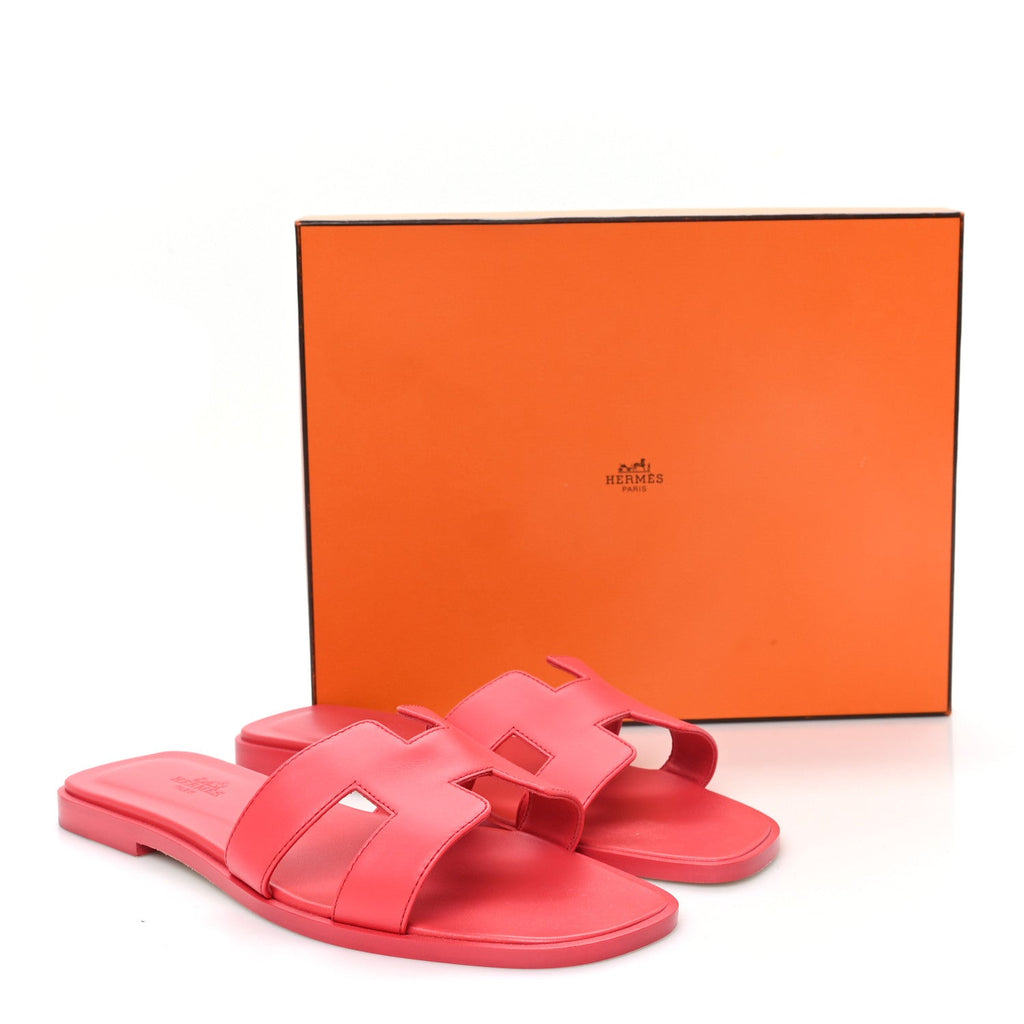 Box Calfskin Oran Sandals 38.5 Rouge Grenadine wholesalehk.shop