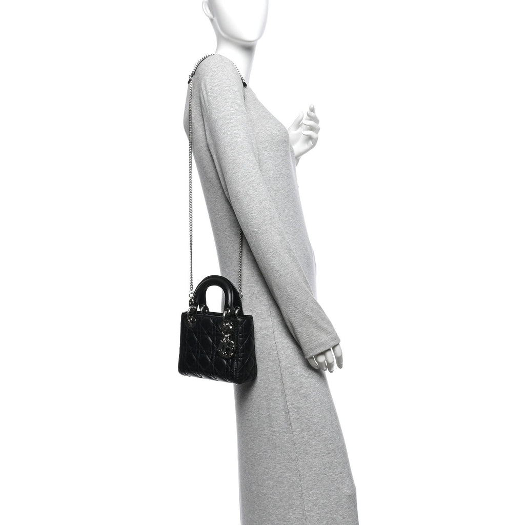 Lambskin Cannage Mini Lady Dior Black wholesalehk.shop