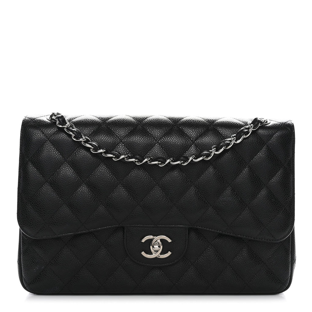 Caviar Quilted Jumbo Double Flap Black wholesalehk.shop