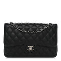 Caviar Quilted Jumbo Double Flap Black wholesalehk.shop