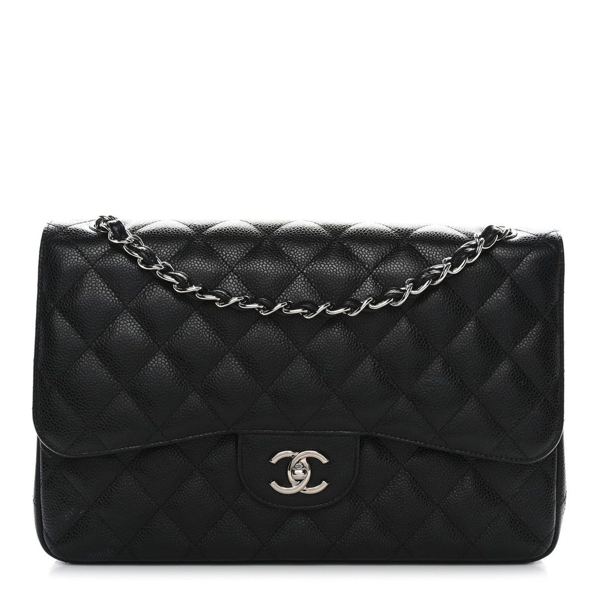 Caviar Quilted Jumbo Double Flap Black wholesalehk.shop