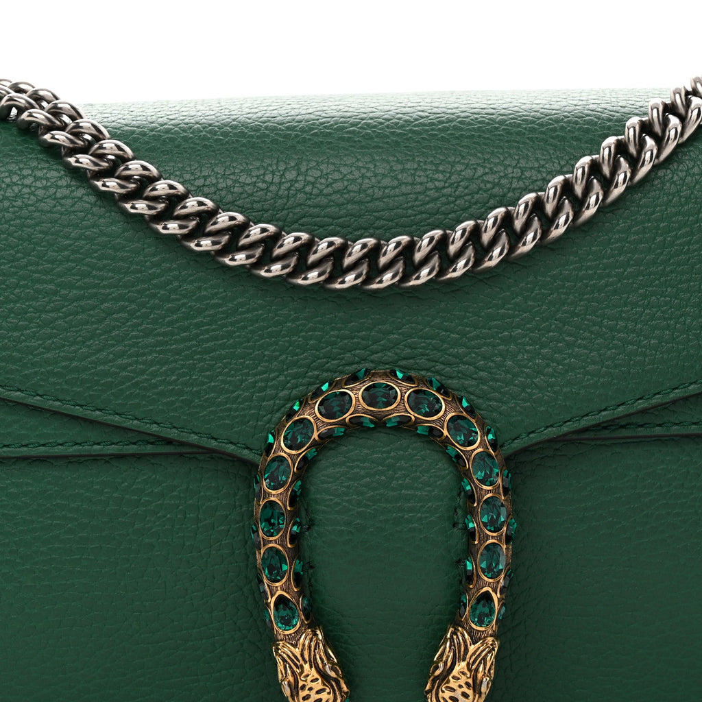 Pebbled Calfskin Small Dionysus Shoulder Bag Emerald wholesalehk.shop