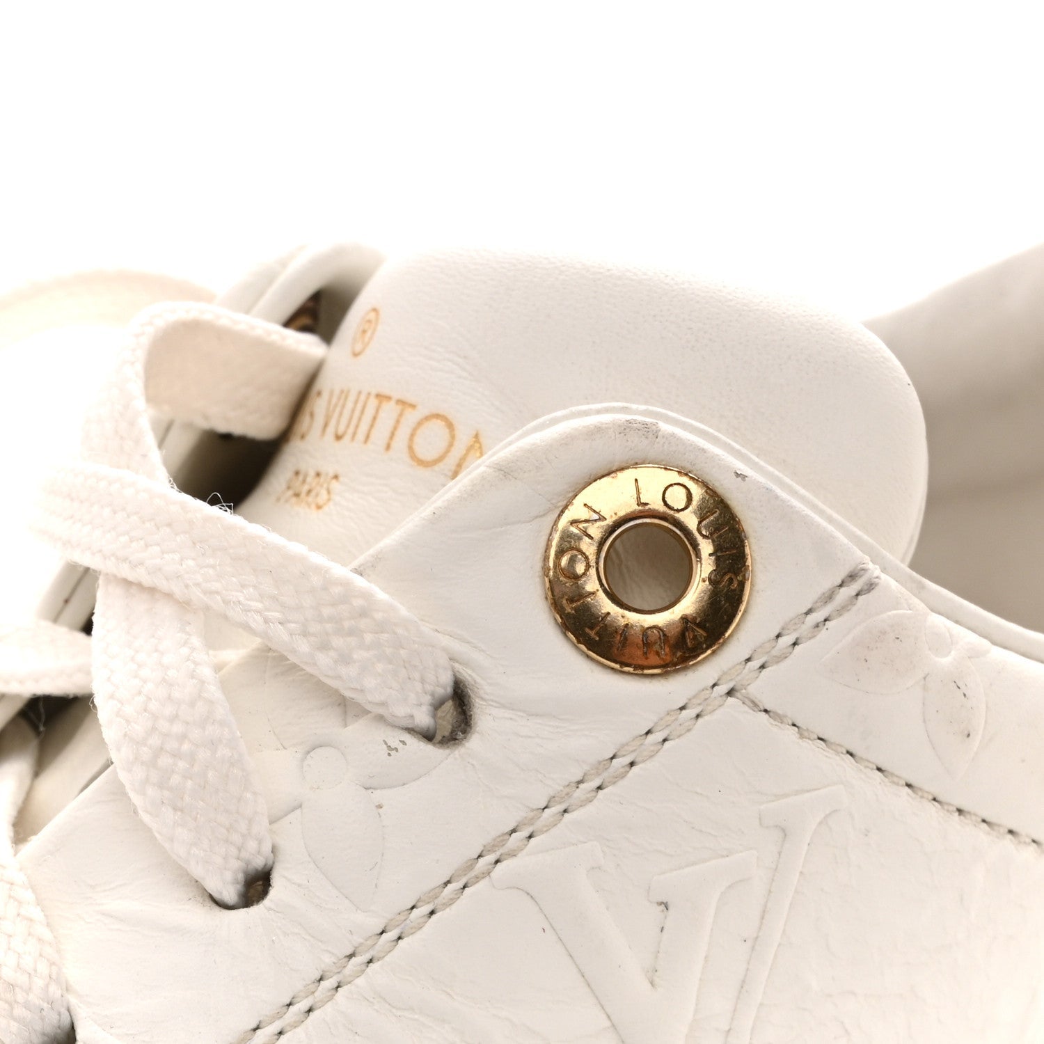 Lambskin Embossed Monogram Time Out Sneakers 35  White £¨ Direct shipment via from wholesalehk.shop