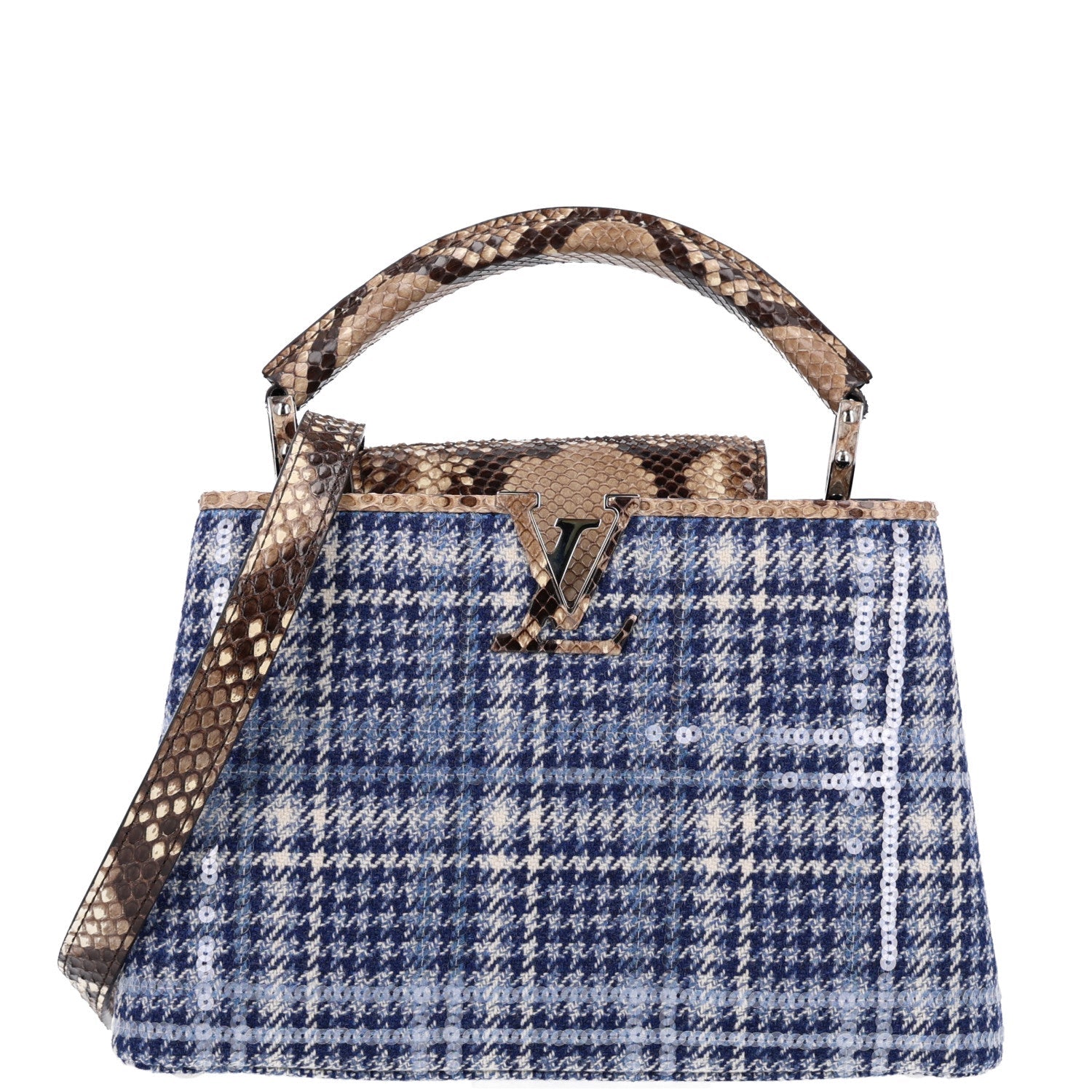 Tweed Sequins Snakeskin Capucines BB Blue £¨ Direct shipment via from wholesalehk.shop