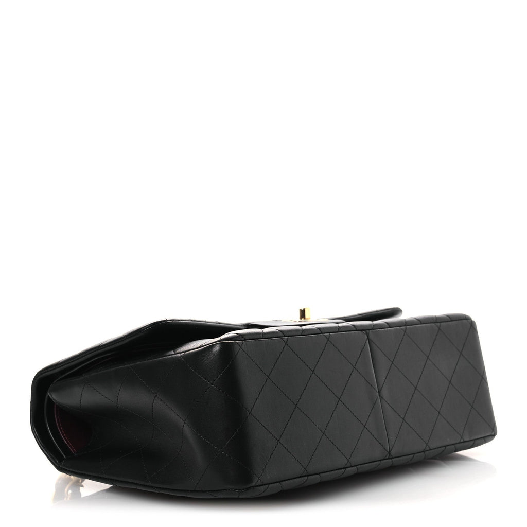 Lambskin Quilted Jumbo Double Flap Black wholesalehk.shop