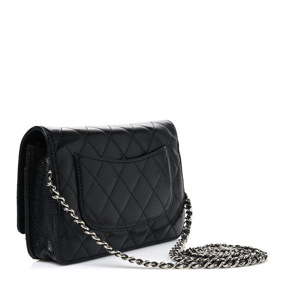 Caviar Quilted Wallet On Chain WOC Black wholesalehk.shop
