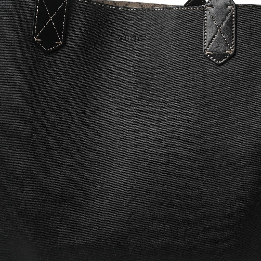 GG Supreme Monogram Large Reversible Tote Beige Black wholesalehk.shop