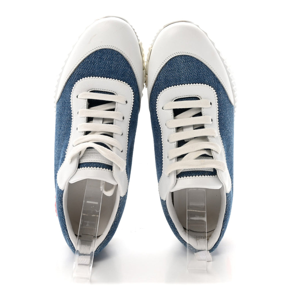 Denim Suede Goatskin Bouncing Sneakers 37 Bleu Clair White wholesalehk.shop