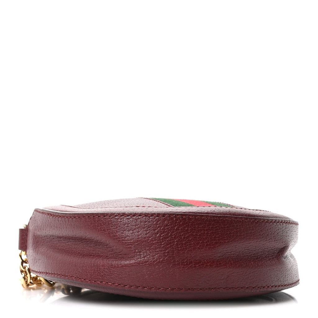 Soft Textured Calfskin Web Mini Ophidia Round Shoulder Bag Vintage Bordeaux wholesalehk.shop