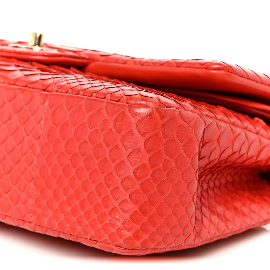 Snakeskin Medium Double Flap Red wholesalehk.shop