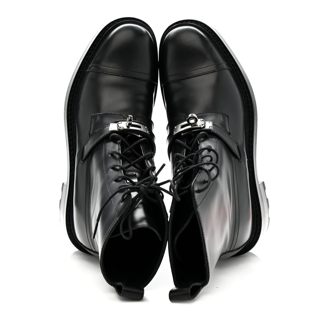 Glossed Calfskin Funk Ankle Boots 37.5 Black wholesalehk.shop