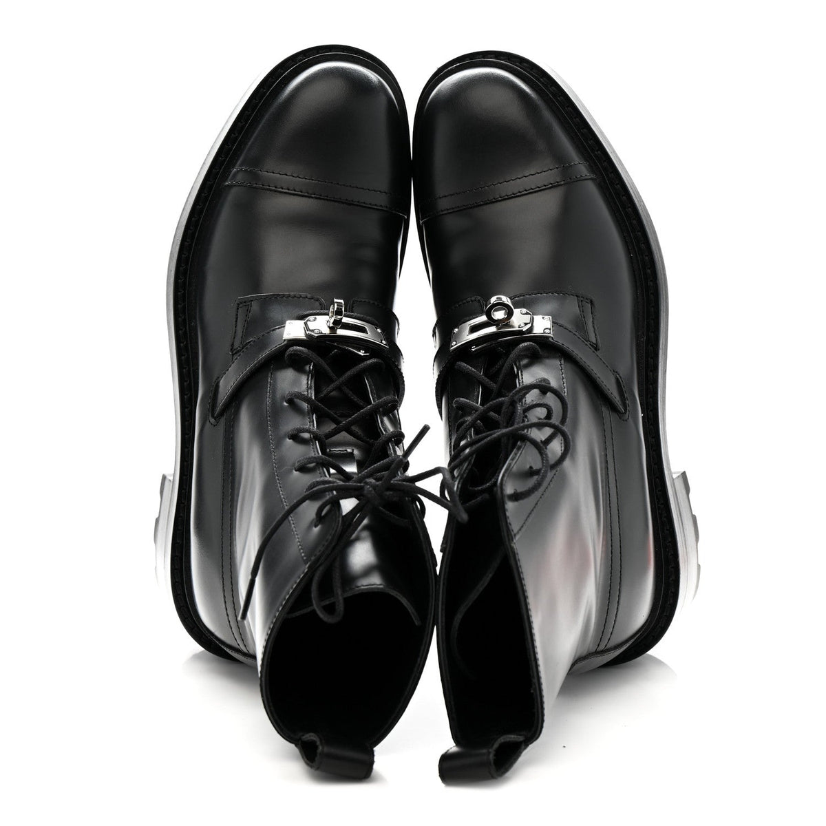 Glossed Calfskin Funk Ankle Boots 37.5 Black wholesalehk.shop