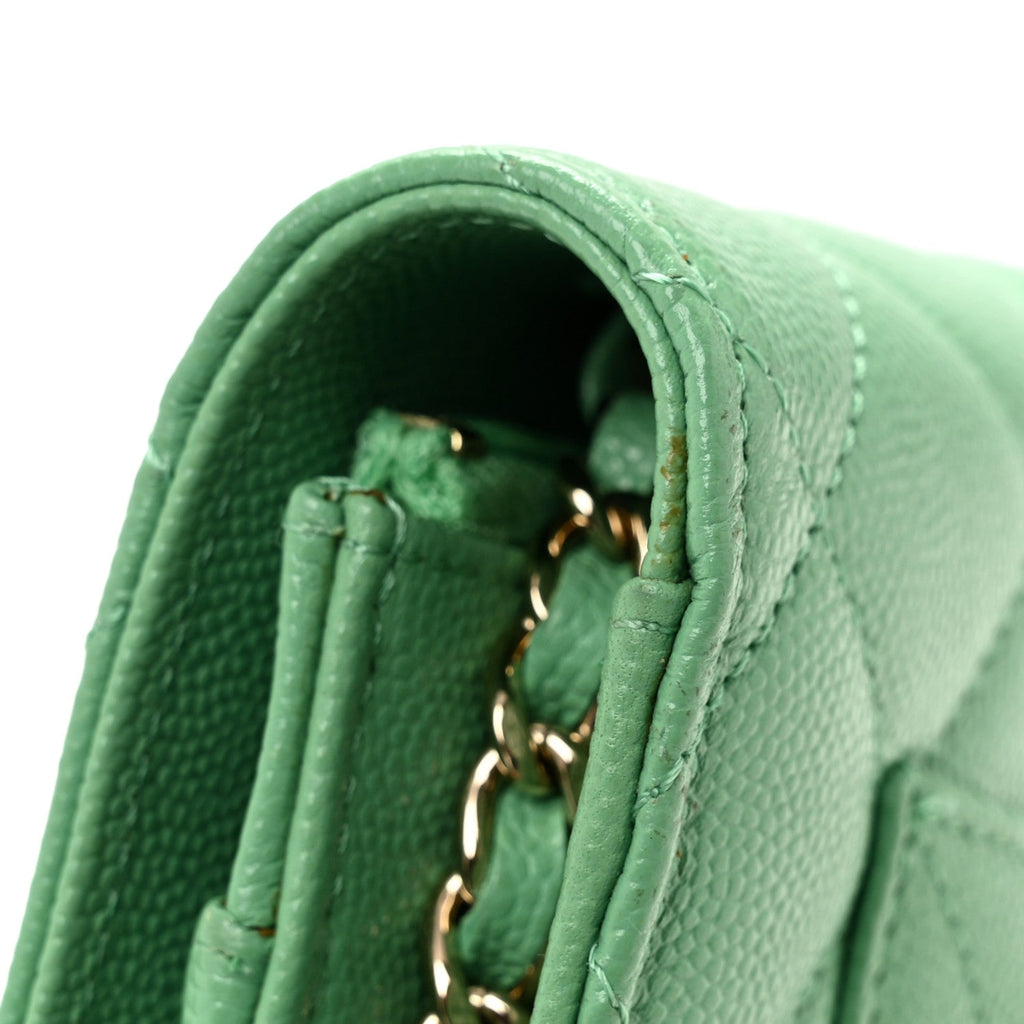 Caviar Quilted Wallet On Chain WOC Green wholesalehk.shop