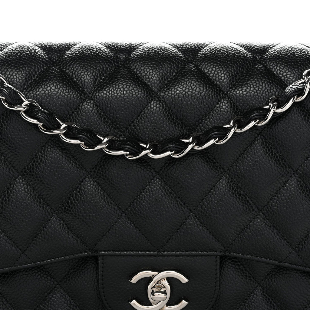 Caviar Quilted Jumbo Double Flap Black wholesalehk.shop
