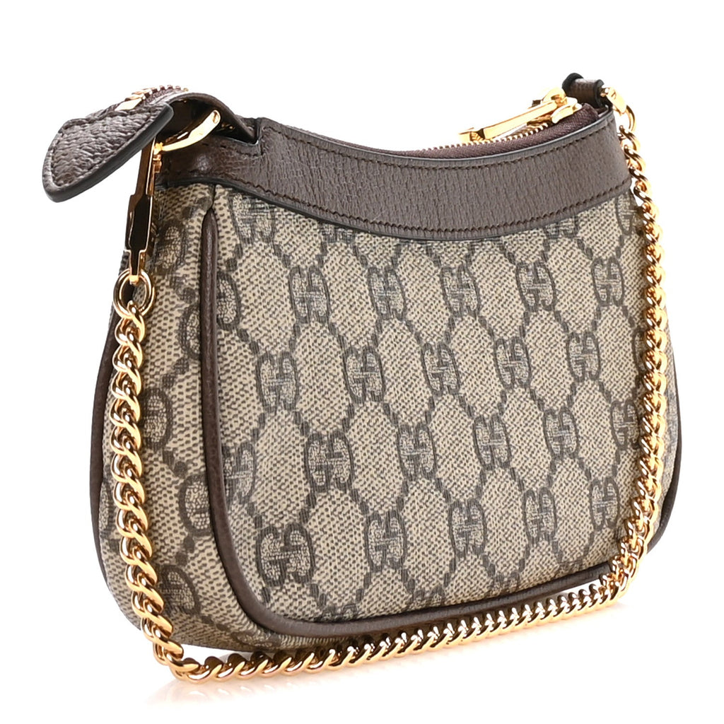 GG Supreme Monogram Textured Dollar Calfskin Mini Ophidia Chain Bag Beige Ebony wholesalehk.shop