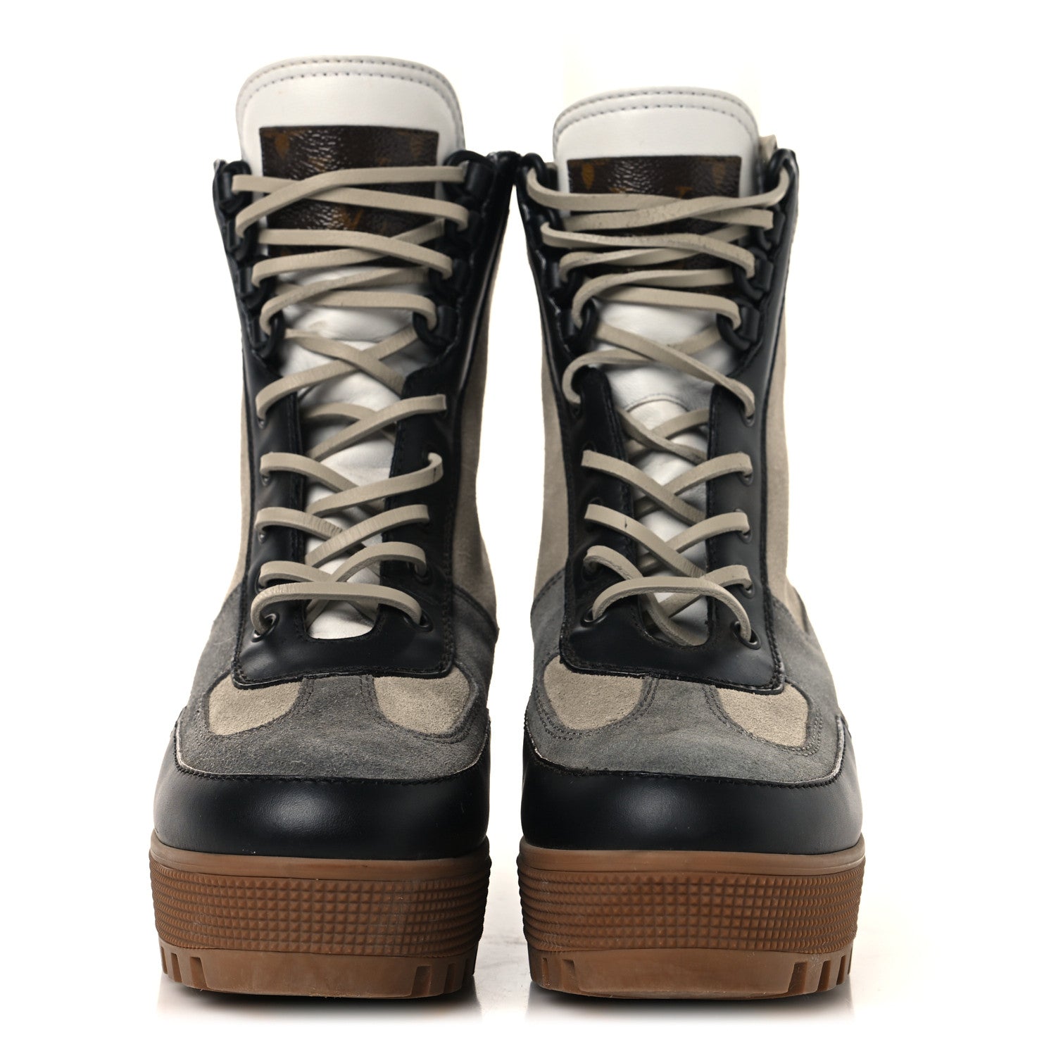 Suede Calfskin Monogram Laureate Platform Desert Boots 37 Grey £¨ Direct shipment via from wholesalehk.shop