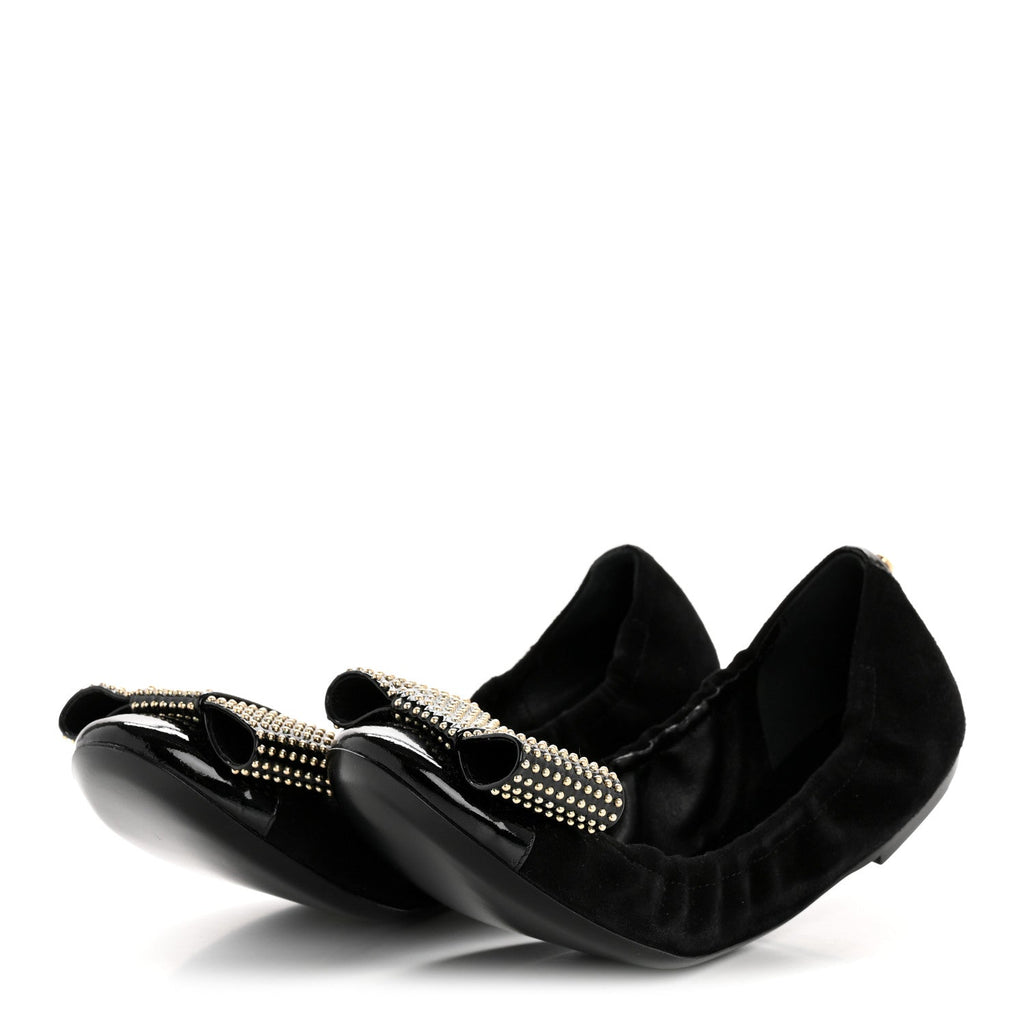 Suede Patent Studded Flirty Ballerina Bow Flats 39.5 Black £¨ Direct shipment via from wholesalehk.shop