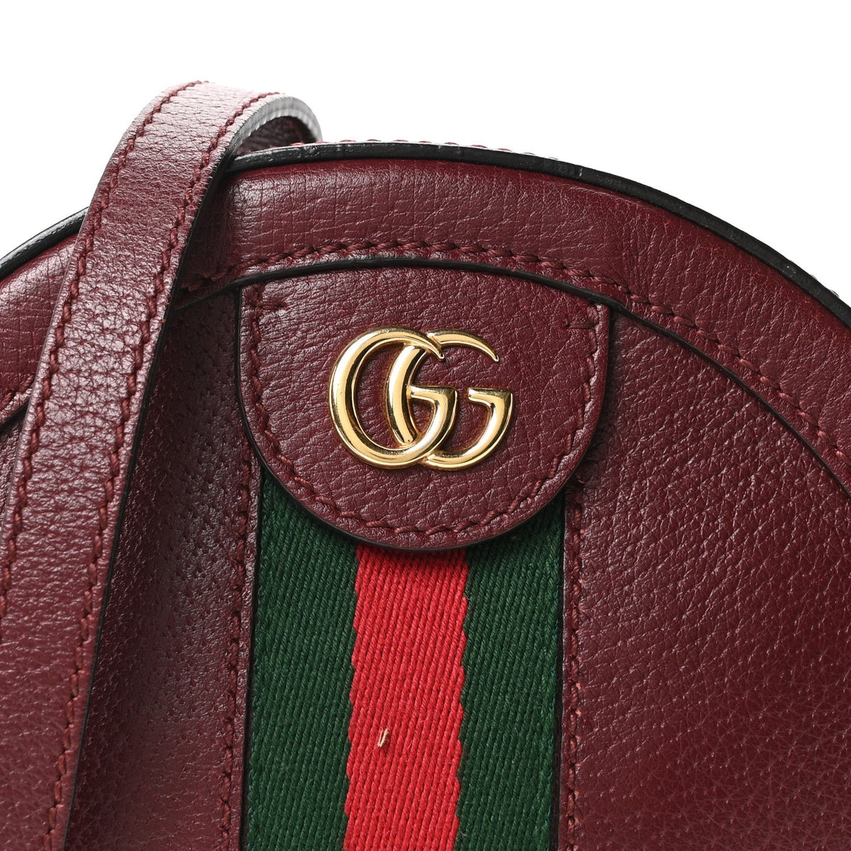 Soft Textured Calfskin Web Mini Ophidia Round Shoulder Bag Vintage Bordeaux wholesalehk.shop