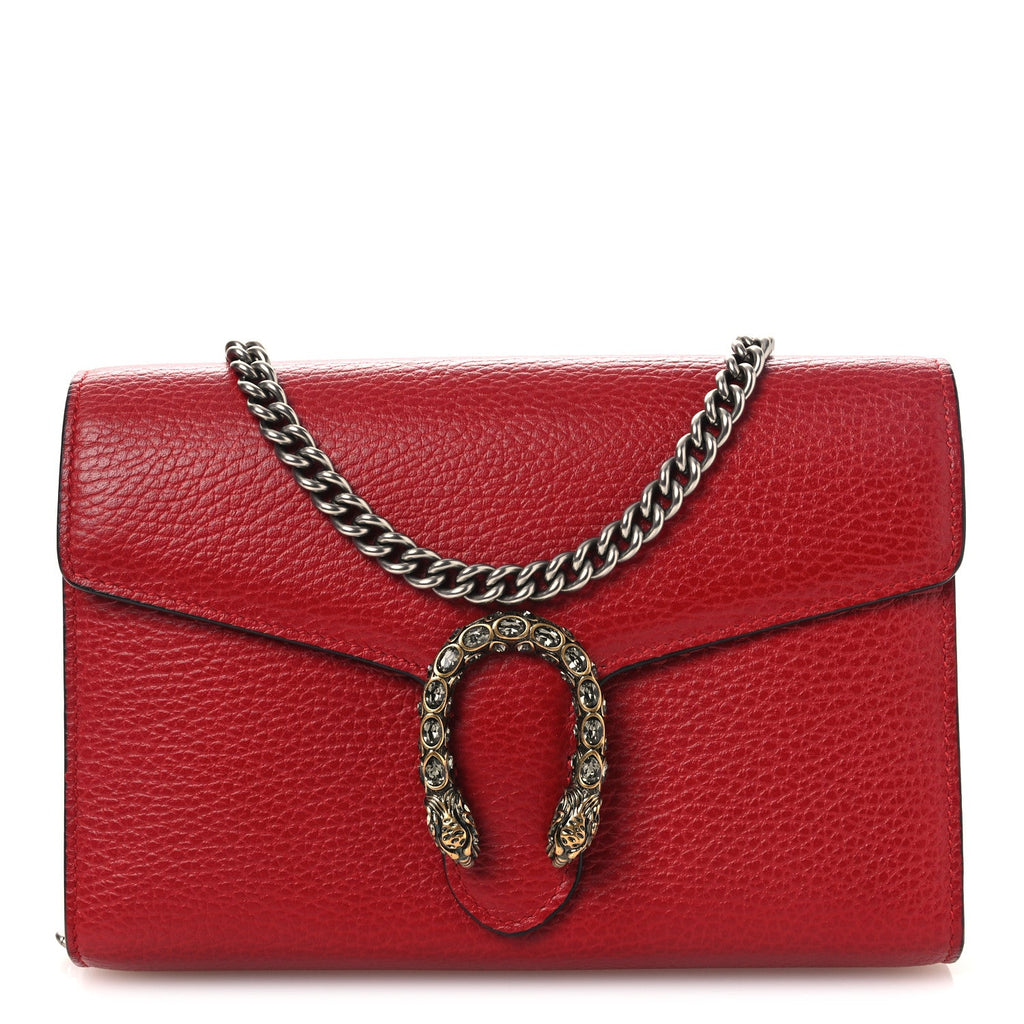 Calfskin Mini Dionysus Chain Wallet Hibiscus Red wholesalehk.shop