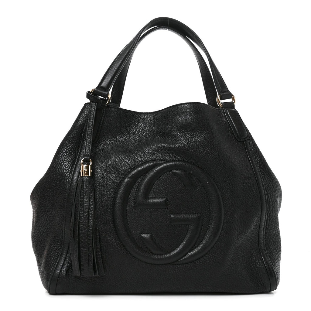 Pebbled Calfskin Medium Soho Shoulder Bag Black wholesalehk.shop