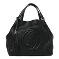 Pebbled Calfskin Medium Soho Shoulder Bag Black wholesalehk.shop