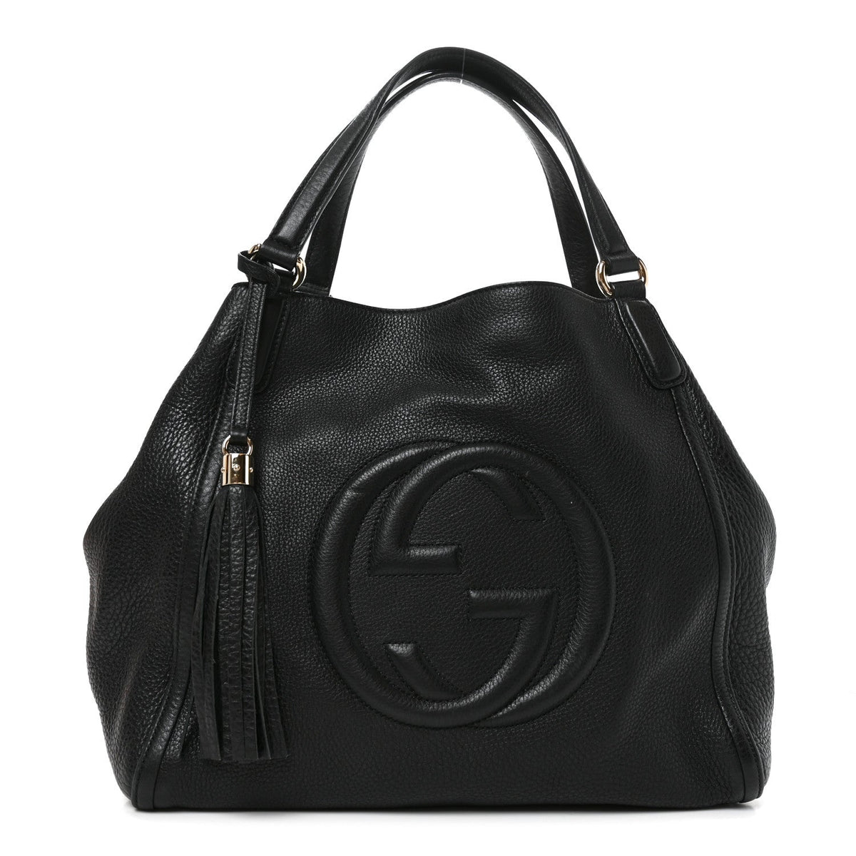 Pebbled Calfskin Medium Soho Shoulder Bag Black wholesalehk.shop