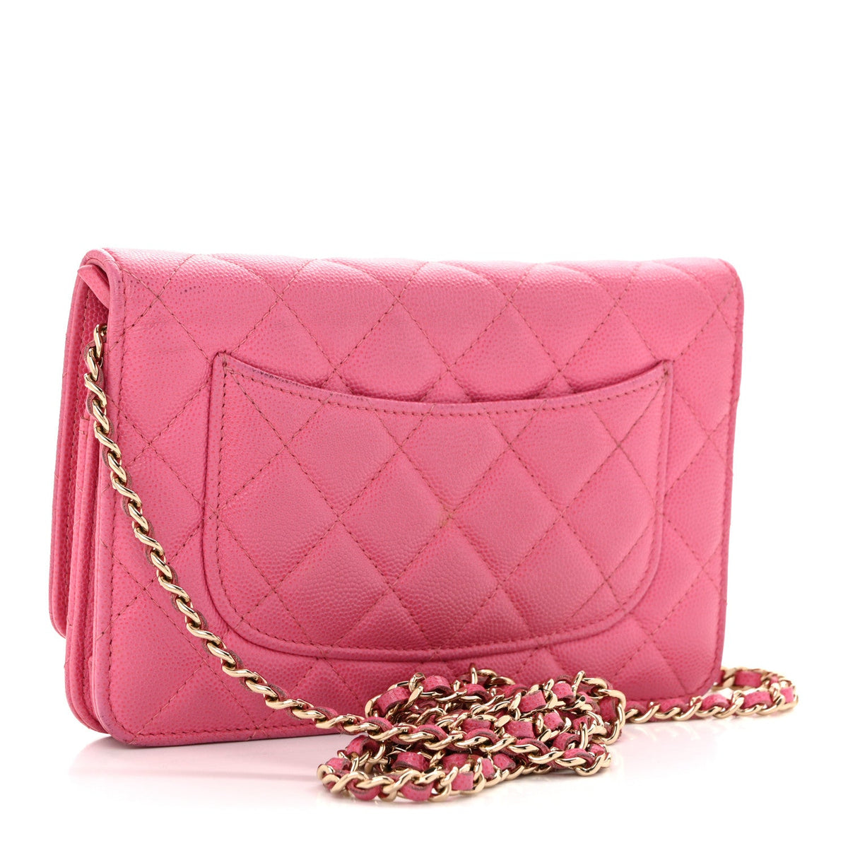 Caviar Quilted Wallet on Chain WOC Pink wholesalehk.shop