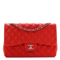 Lambskin Quilted Jumbo Double Flap Red wholesalehk.shop