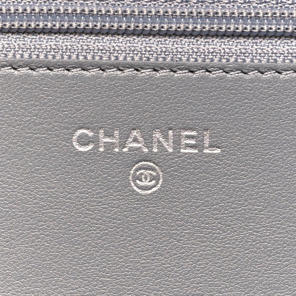 Caviar Chevron Quilted Boy Wallet On Chain WOC Grey wholesalehk.shop