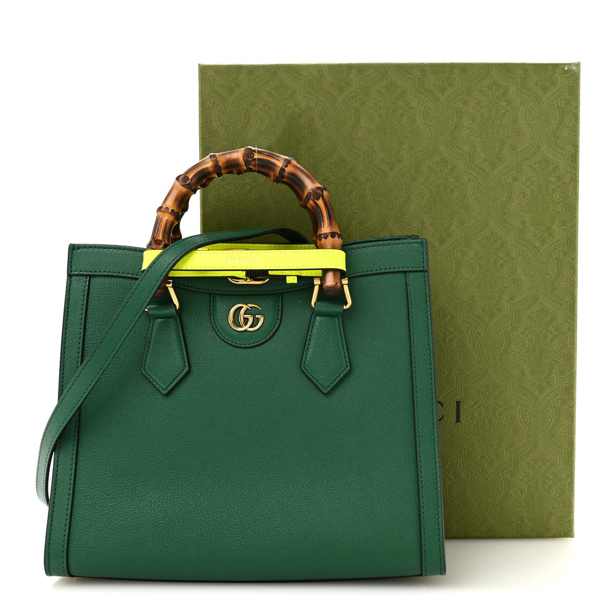 Wonka Grain Calfskin Small Diana Tote Bag Green Yellow Fluo wholesalehk.shop