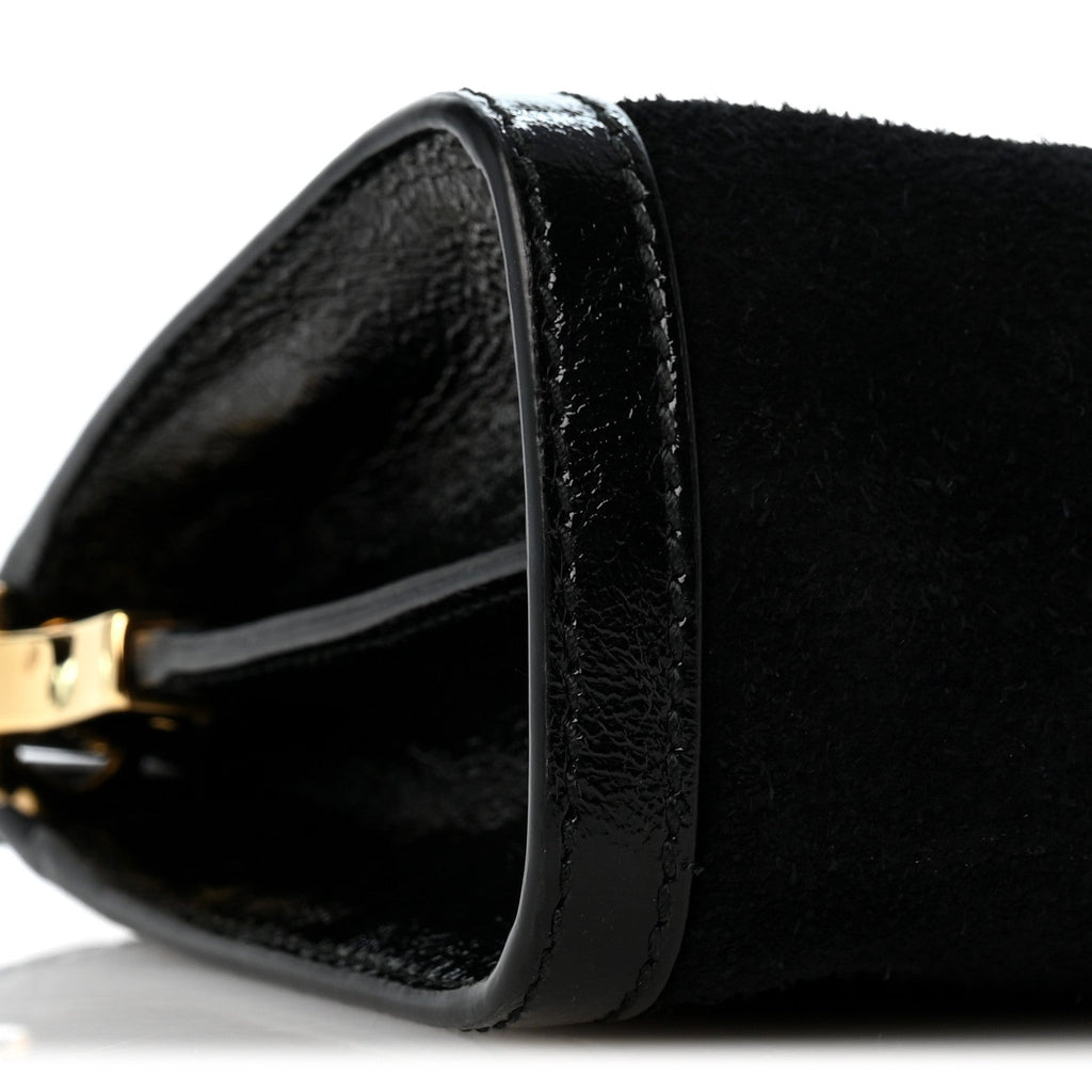 Suede Patent GG Web Small Ophidia Chain Shoulder Bag Black wholesalehk.shop
