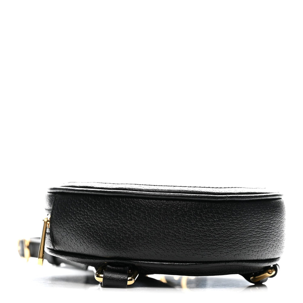 Grained Calfskin Web Mini Ophidia Round Shoulder Bag Black wholesalehk.shop