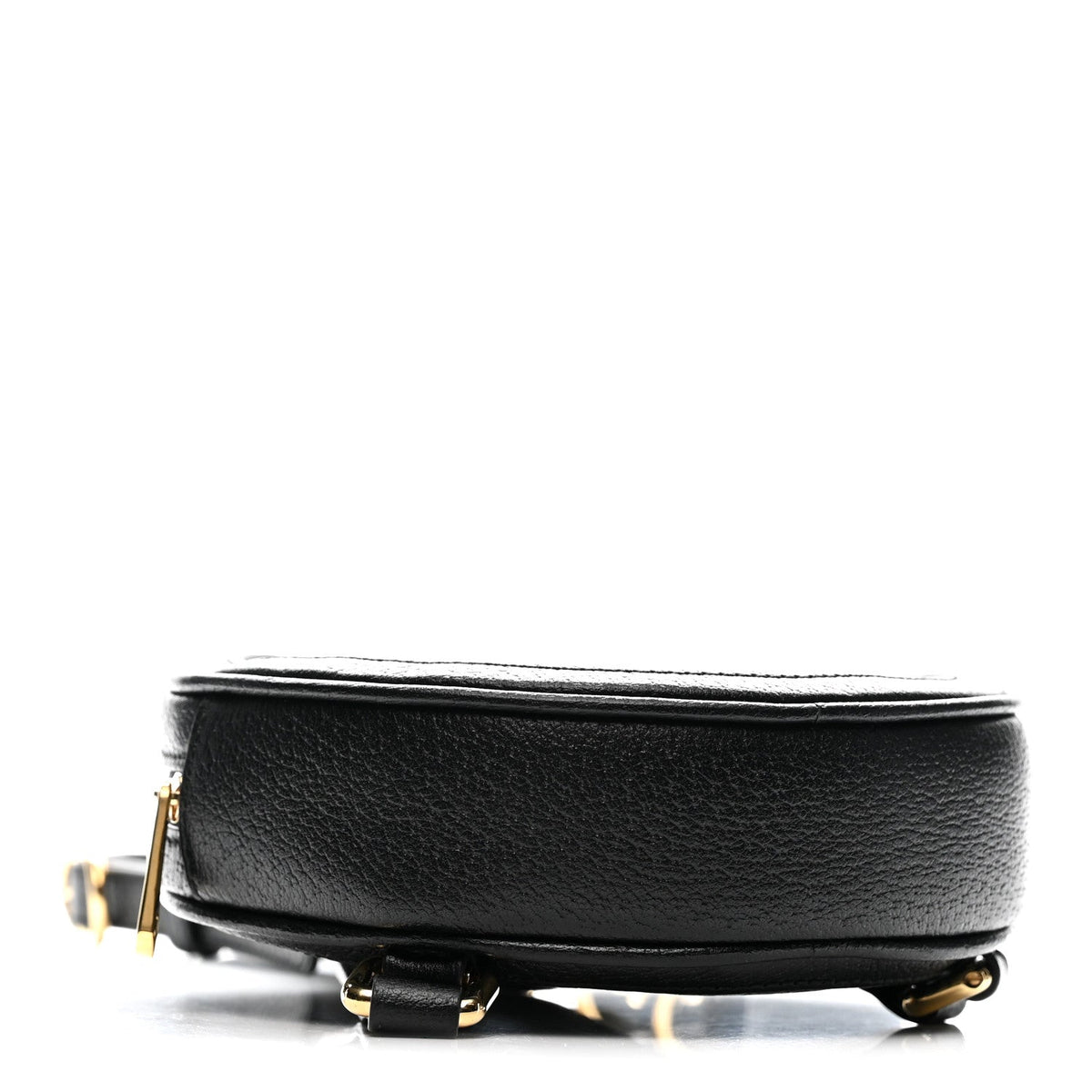 Grained Calfskin Web Mini Ophidia Round Shoulder Bag Black wholesalehk.shop