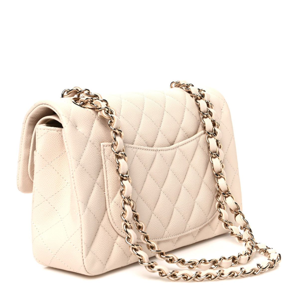 Caviar Quilted Small Double Flap Light Beige wholesalehk.shop