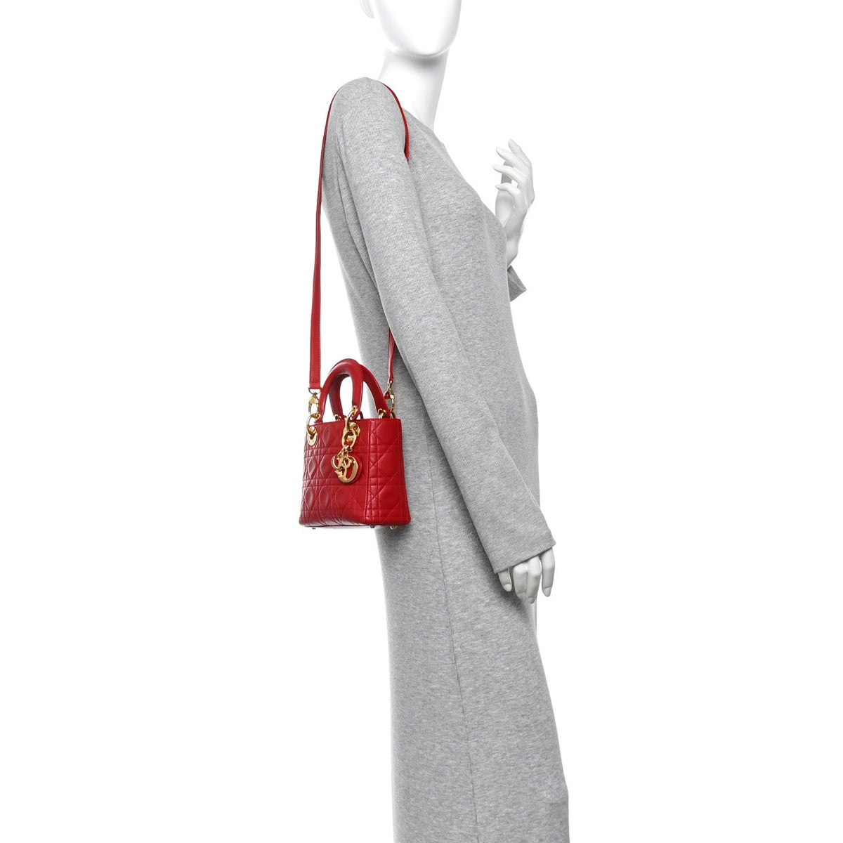 Lambskin Cannage Mini Lady Dior Red wholesalehk.shop